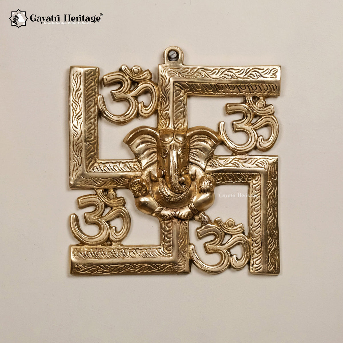Brass Swastik Ganesh – Wall Decor Symbol of Auspiciousness | Gayatri Heritage