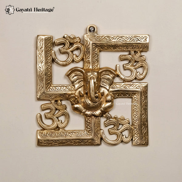 Brass Swastik Ganesh – Wall Decor Symbol of Auspiciousness | Gayatri Heritage