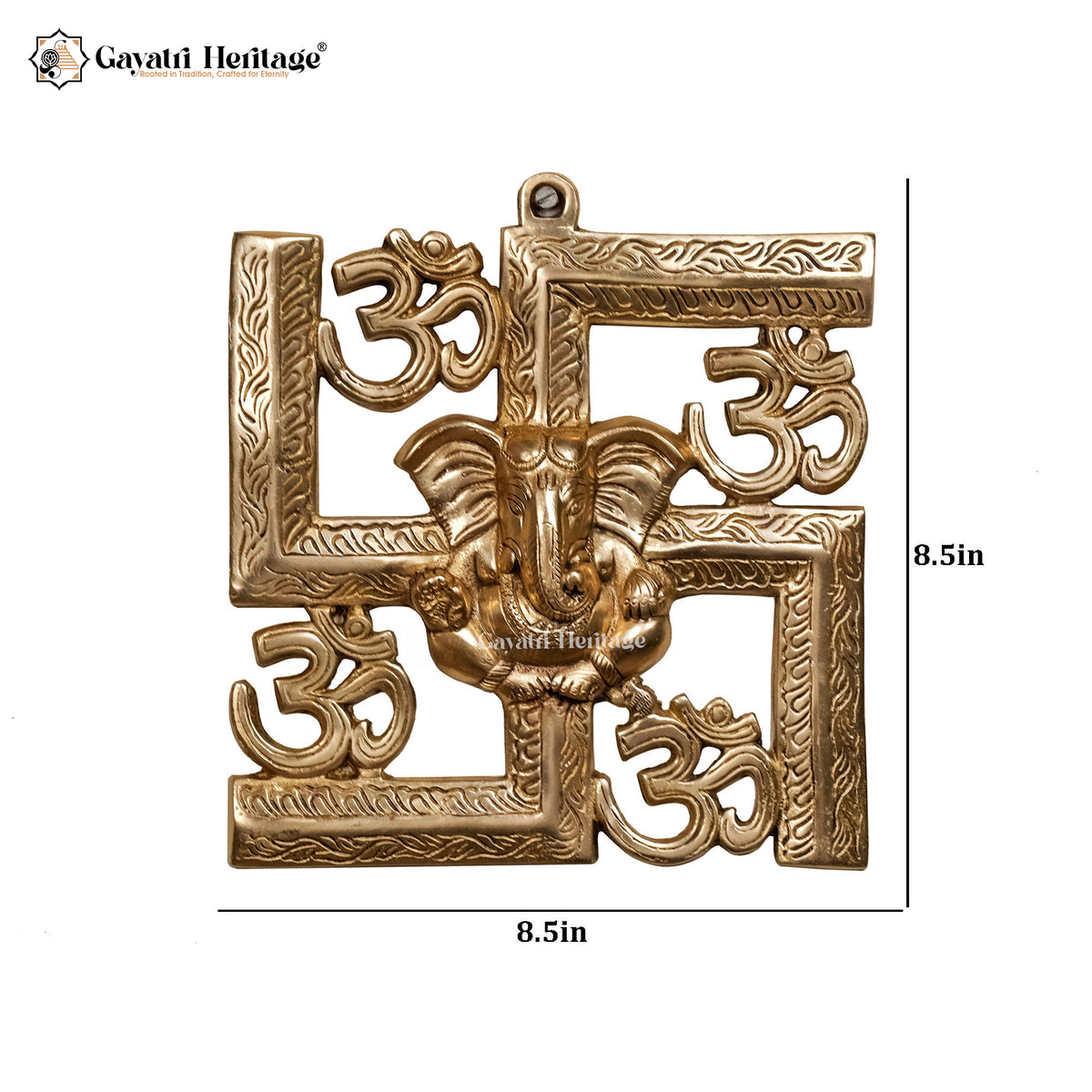 Brass Swastik Ganesh – Wall Decor Symbol of Auspiciousness | Gayatri Heritage
