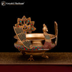 Brass Peacock Design Urli – Exquisite Stone Work Décor | Gayatri Heritage