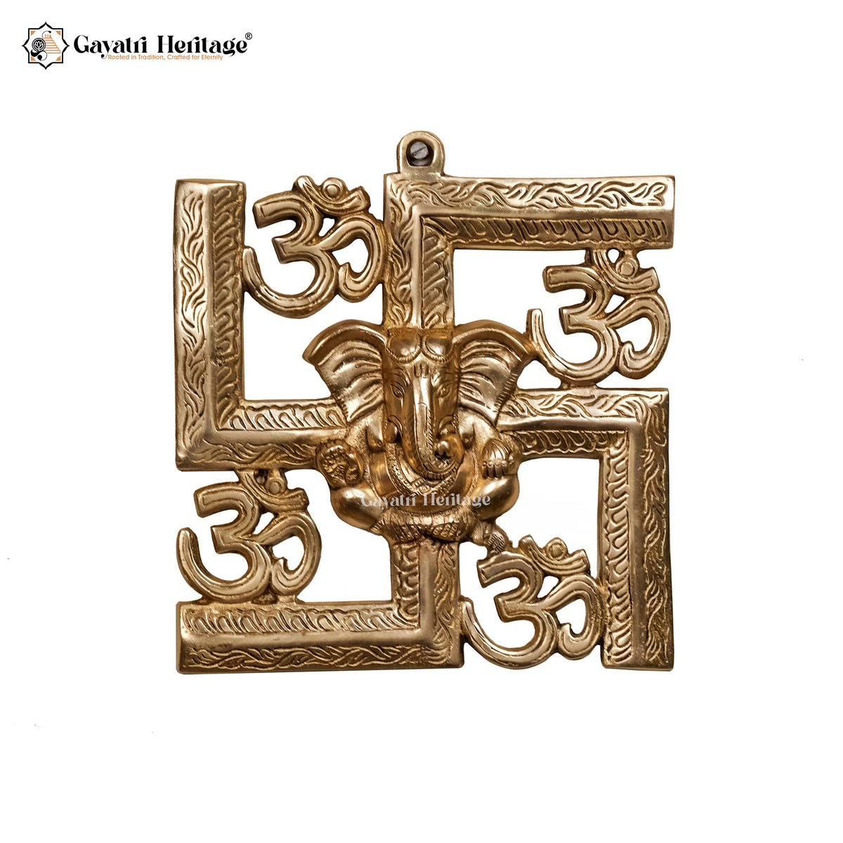 Brass Swastik Ganesh – Wall Decor Symbol of Auspiciousness | Gayatri Heritage