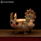 Brass Peacock Design Urli – Exquisite Stone Work Décor | Gayatri Heritage