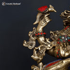 Brass Saraswati Idol with Stone Work – Divine Wisdom Statue | Gayatri Heritage
