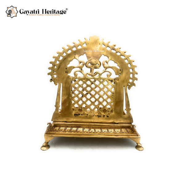 Brass Shinghasan With Prabhavali For Temple Decor – Majestic Throne for Worship | Gayatri Heritage