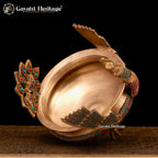 Brass Peacock Design Urli – Exquisite Stone Work Décor | Gayatri Heritage