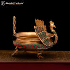 Brass Peacock Design Urli – Exquisite Stone Work Décor | Gayatri Heritage
