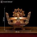 Brass Peacock Design Urli – Exquisite Stone Work Décor | Gayatri Heritage
