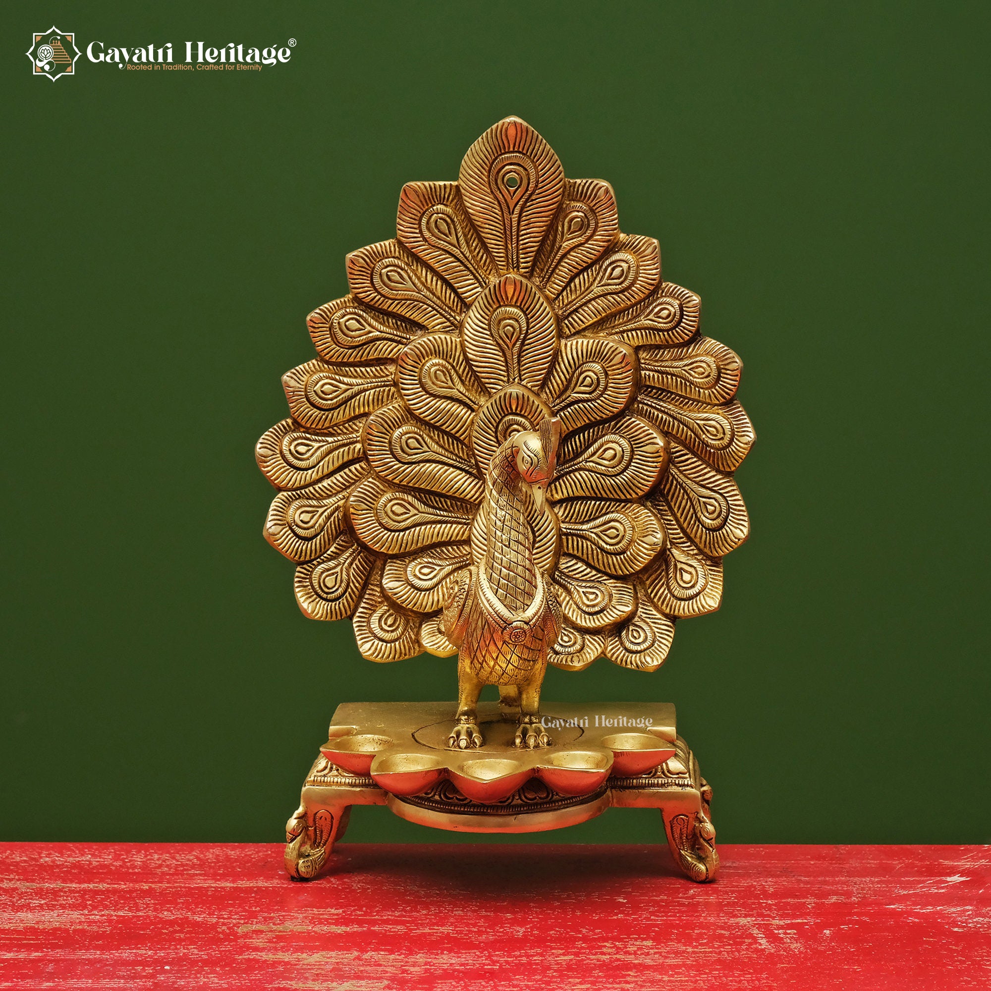 Brass Peacock Diya – Elegant Traditional Lighting Décor | Gayatri Heritage