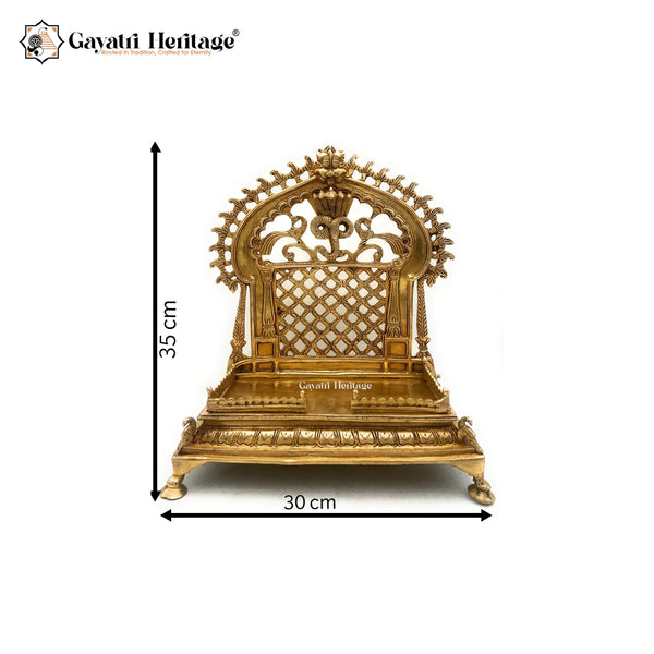 Brass Shinghasan With Prabhavali For Temple Decor – Majestic Throne for Worship | Gayatri Heritage