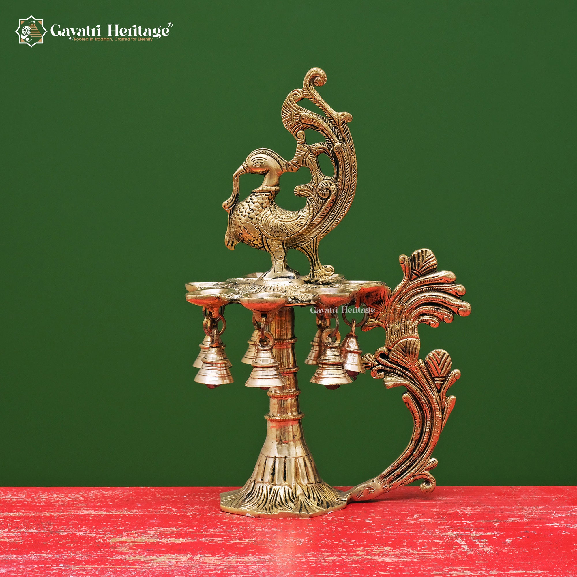 Brass Sparrow Diya Stand – Elegant Lighting Décor | Gayatri Heritage