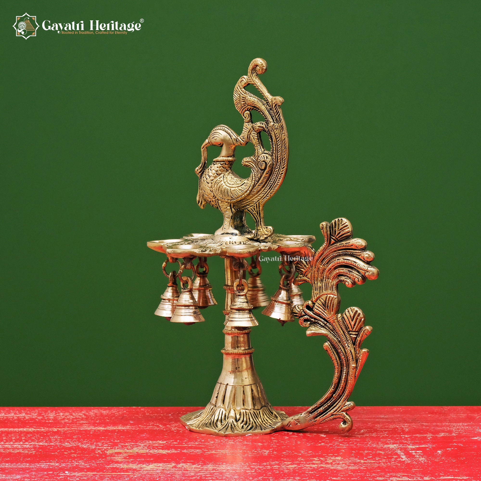 Brass Sparrow Diya Stand – Elegant Lighting Décor | Gayatri Heritage