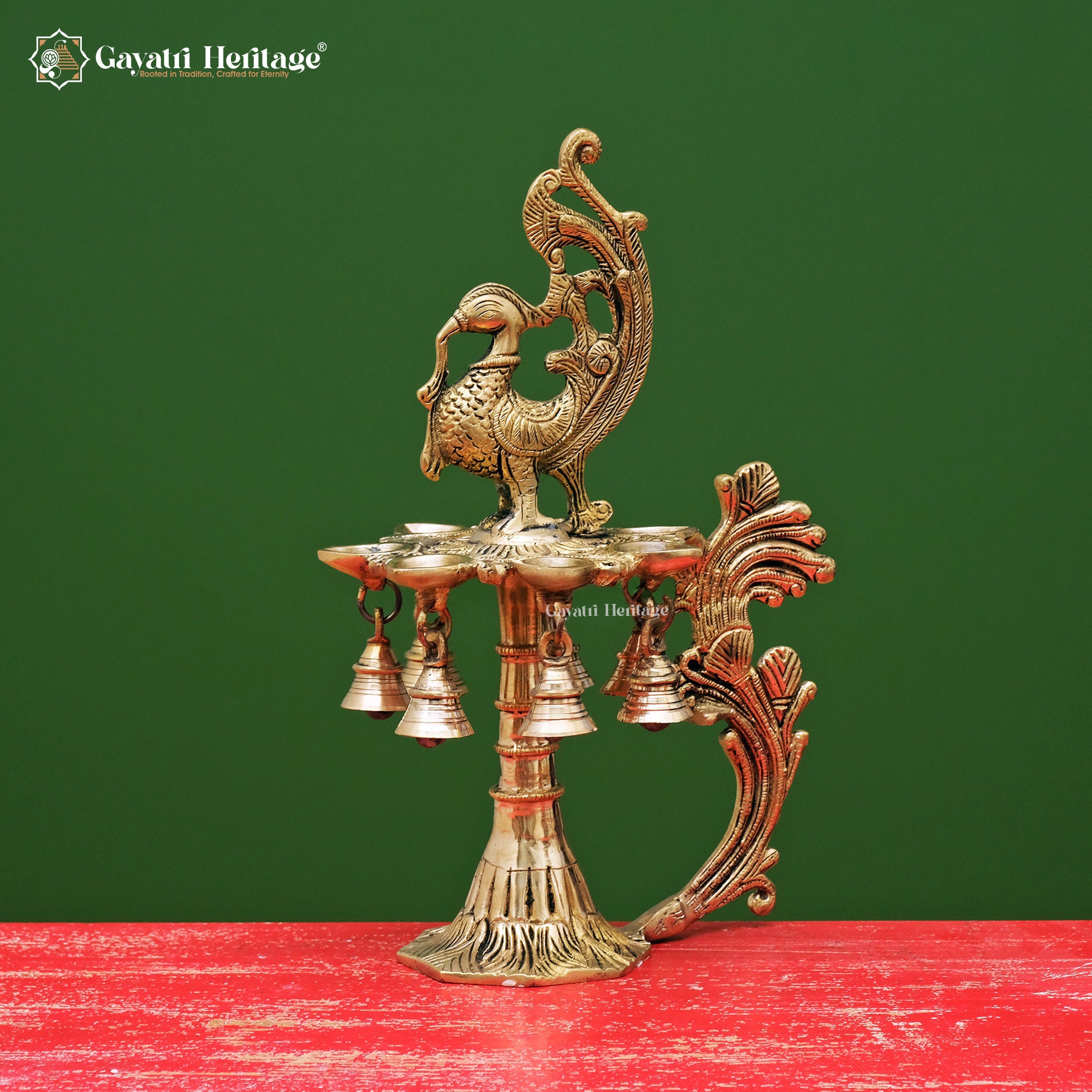Brass Sparrow Diya Stand – Elegant Lighting Décor | Gayatri Heritage