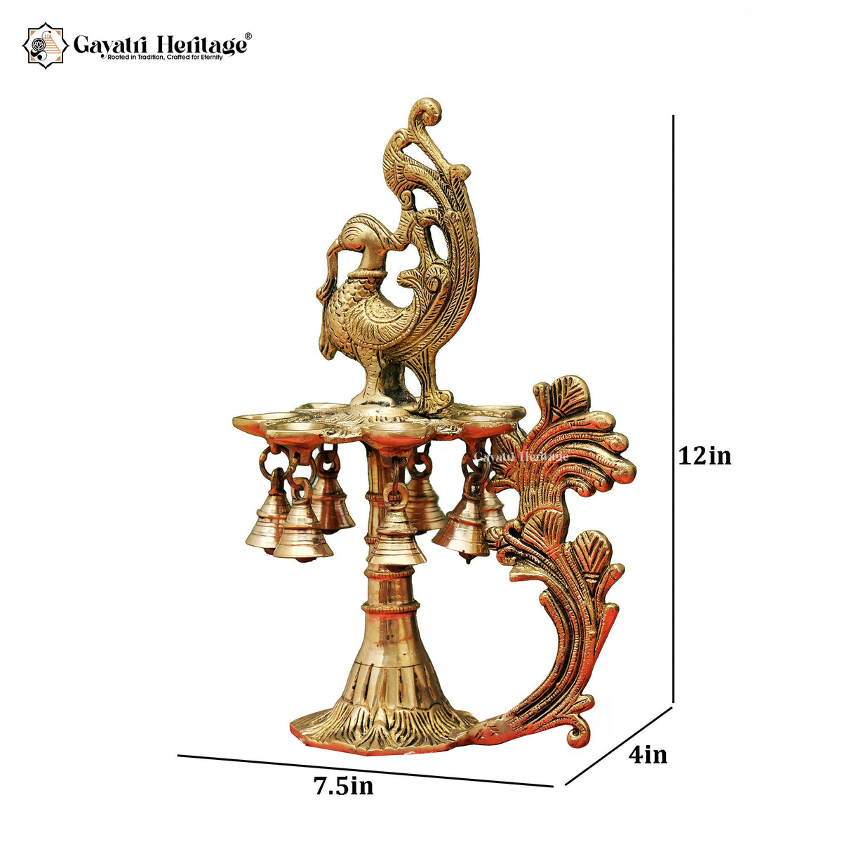 Brass Sparrow Diya Stand – Elegant Lighting Décor | Gayatri Heritage