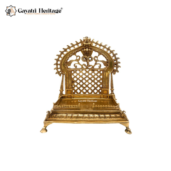 Brass Shinghasan With Prabhavali For Temple Decor – Majestic Throne for Worship | Gayatri Heritage