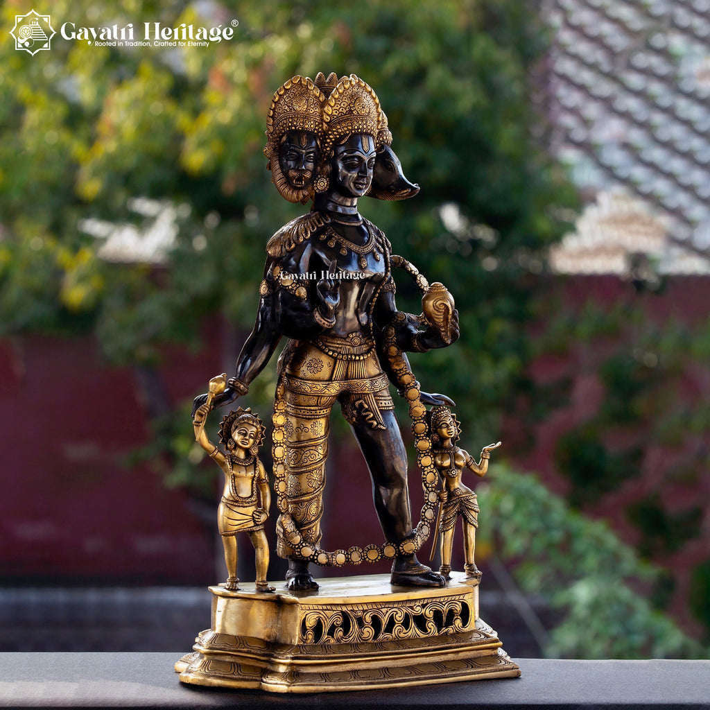 Brass Vishnu Vaikuntha Statue – Majestic Divine Presence | Gayatri Heritage