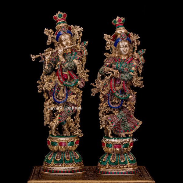 Brass Radha Krishna Statue – Symbol of Eternal Love | Gayatri Heritage