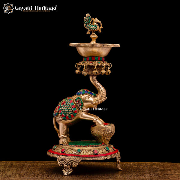 Brass Elephant Deepam/Lamp – Strength & Divine Light Symbol | Gayatri Heritage