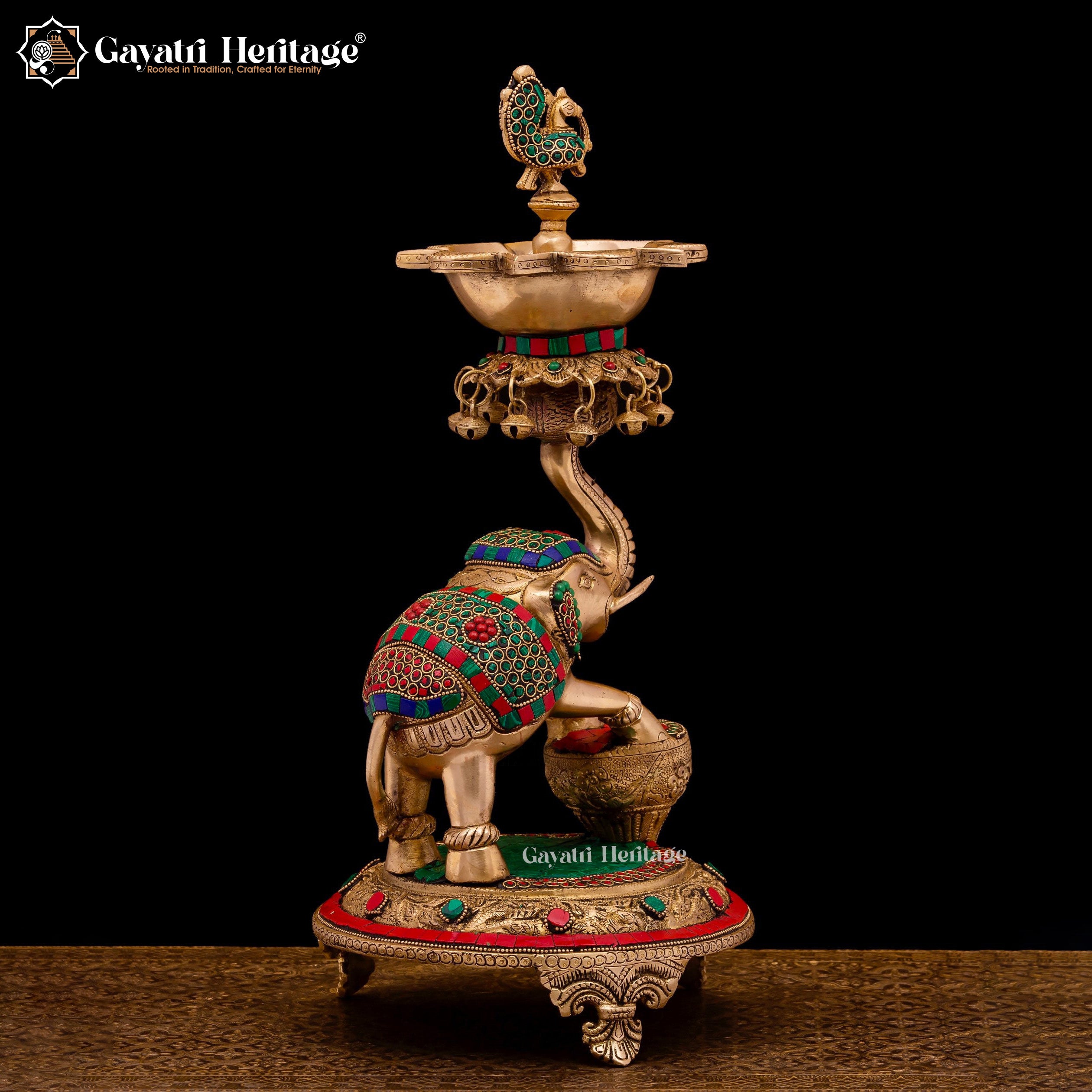 Brass Elephant Deepam/Lamp – Strength & Divine Light Symbol | Gayatri Heritage