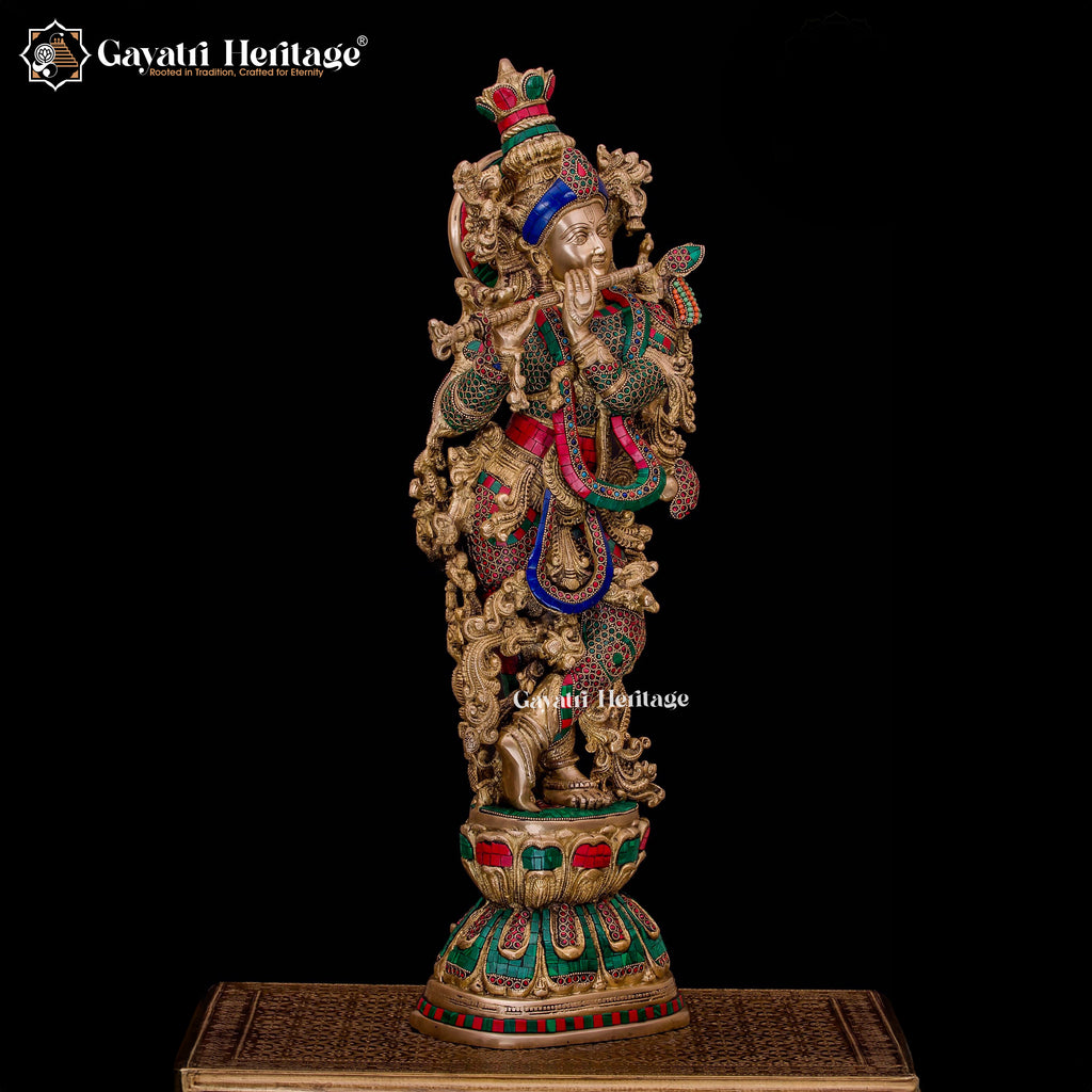 Brass Radha Krishna Statue – Symbol of Eternal Love | Gayatri Heritage