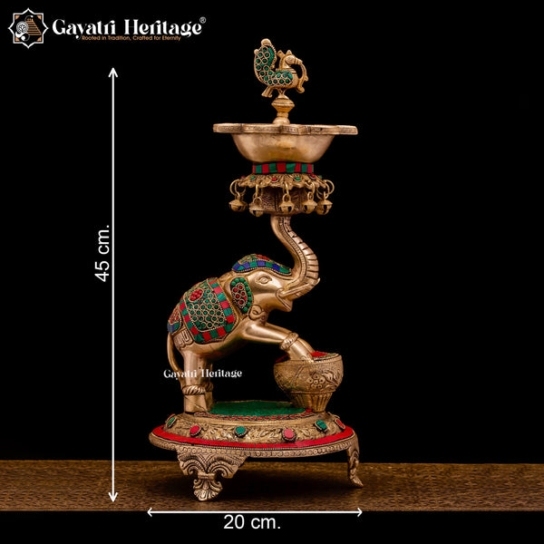 Brass Elephant Deepam/Lamp – Strength & Divine Light Symbol | Gayatri Heritage