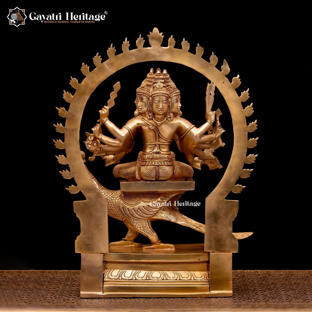 Brass Six Face Murugan Statue / Kartikeya Statue – Majestic Spiritual Sculpture | Gayatri Heritage
