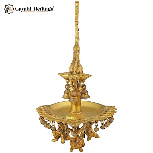 Brass Peacock Design Deepam – Graceful Lighting Art | Gayatri Heritage