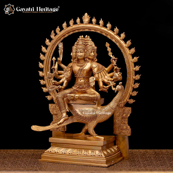 Brass Six Face Murugan Statue / Kartikeya Statue – Majestic Spiritual Sculpture | Gayatri Heritage