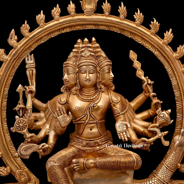 Brass Six Face Murugan Statue / Kartikeya Statue – Majestic Spiritual Sculpture | Gayatri Heritage