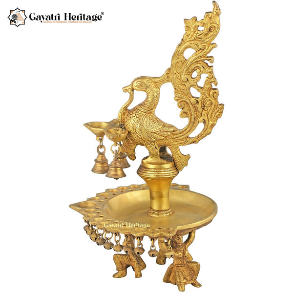 Brass Peacock Design Deepam – Graceful Lighting Art | Gayatri Heritage