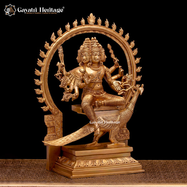 Brass Six Face Murugan Statue / Kartikeya Statue – Majestic Spiritual Sculpture | Gayatri Heritage