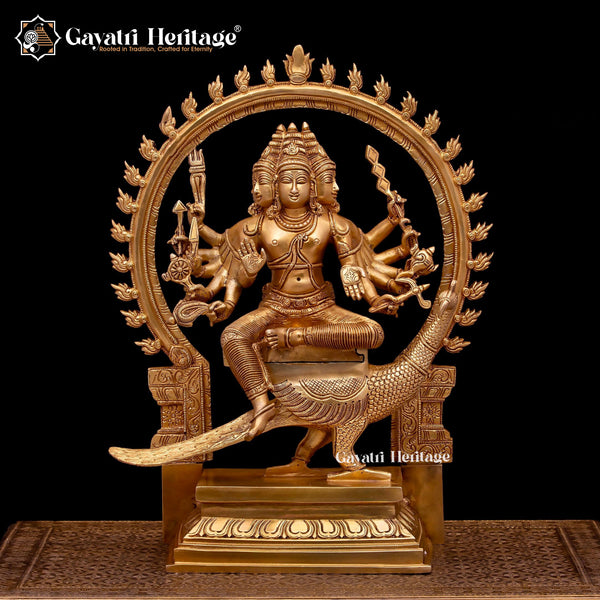 Brass Six Face Murugan Statue / Kartikeya Statue – Majestic Spiritual Sculpture | Gayatri Heritage