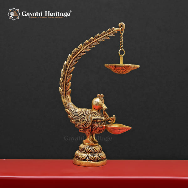 Brass Peacock Diya – Graceful Illumination for Every Occasion | Gayatri Heritage