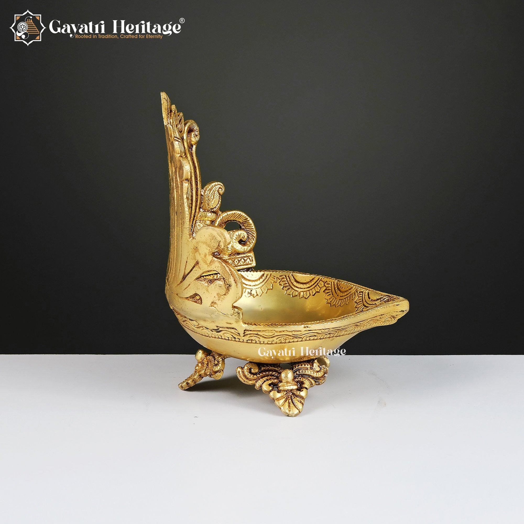 Brass Ganesh & Laxmi Diya Lamp (Pair) – Light of Prosperity | Gayatri Heritage