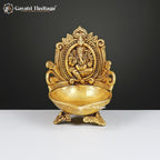 Brass Ganesh & Laxmi Diya Lamp (Pair) – Light of Prosperity | Gayatri Heritage