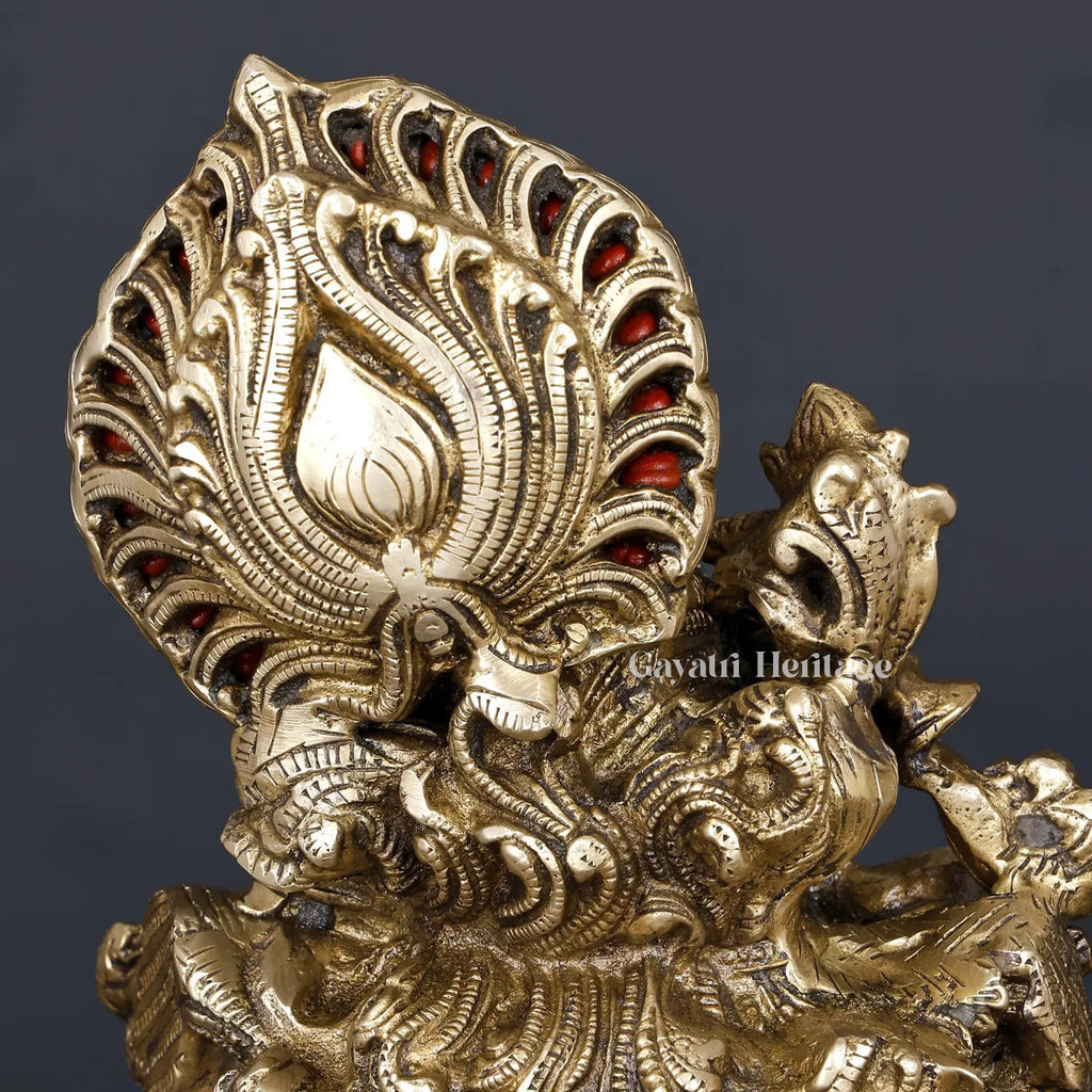 Brass Saraswati Idol with Stone Work – Divine Wisdom Statue | Gayatri Heritage