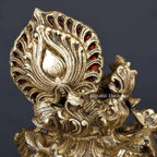 Brass Saraswati Idol with Stone Work – Divine Wisdom Statue | Gayatri Heritage