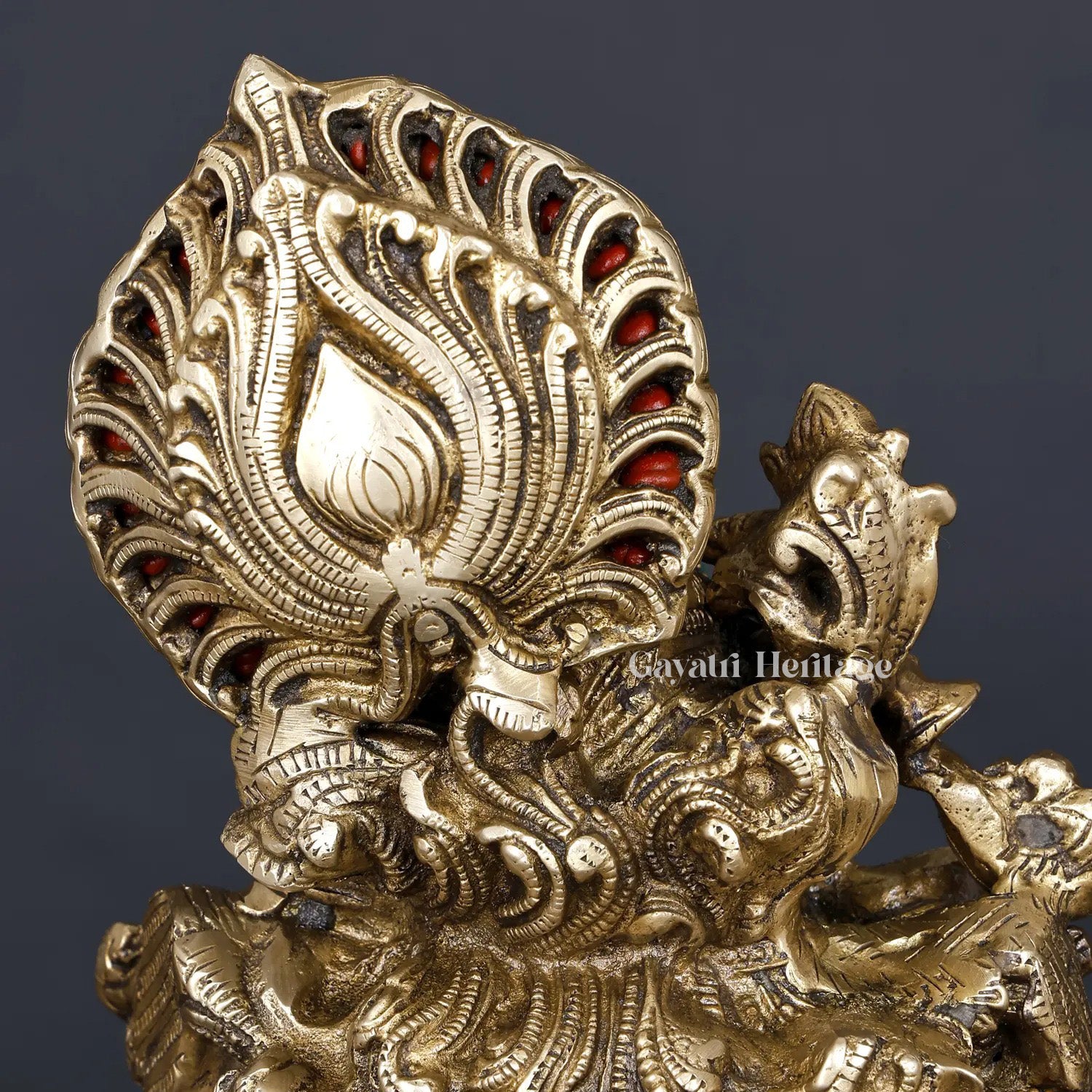 Brass Saraswati Idol with Stone Work – Divine Wisdom Statue | Gayatri Heritage