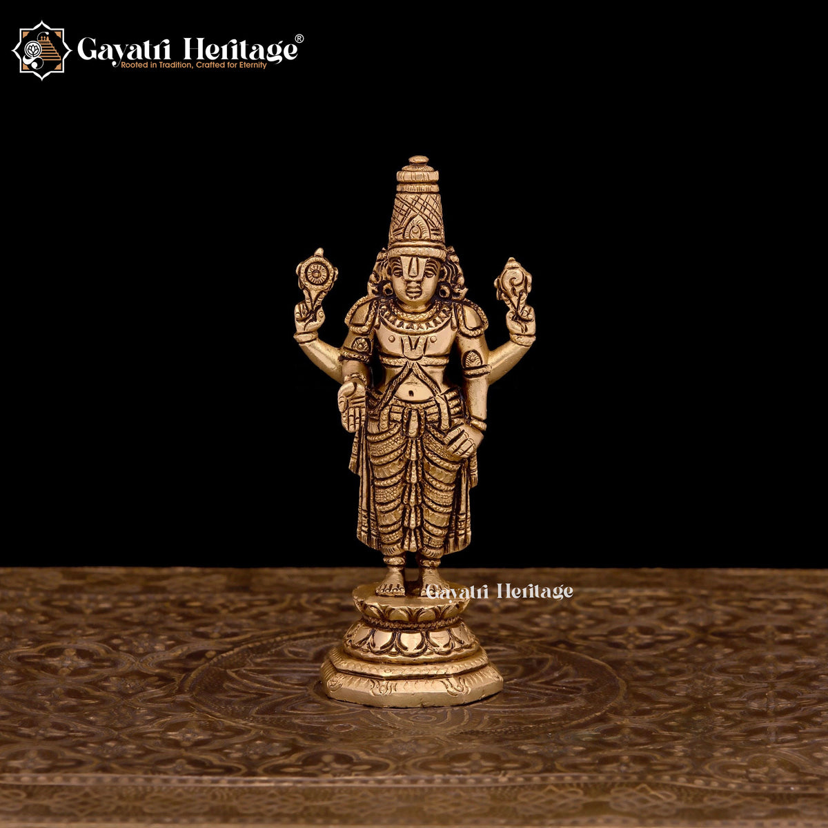 Brass Tirupati Balaji Statue/ Venkateshwara Idol – Sacred Elegance | Gayatri Heritage