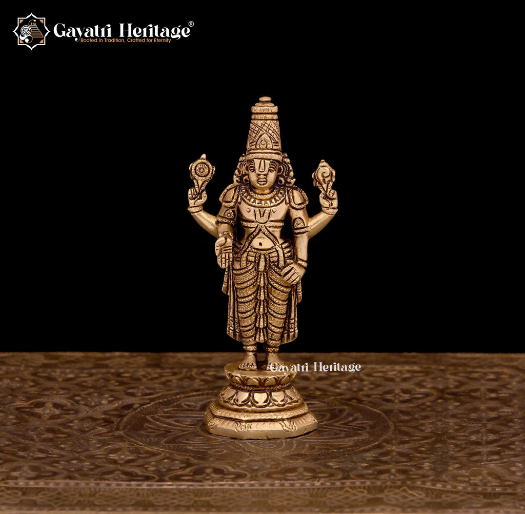 Brass Tirupati Balaji Statue/ Venkateshwara Idol – Sacred Elegance | Gayatri Heritage