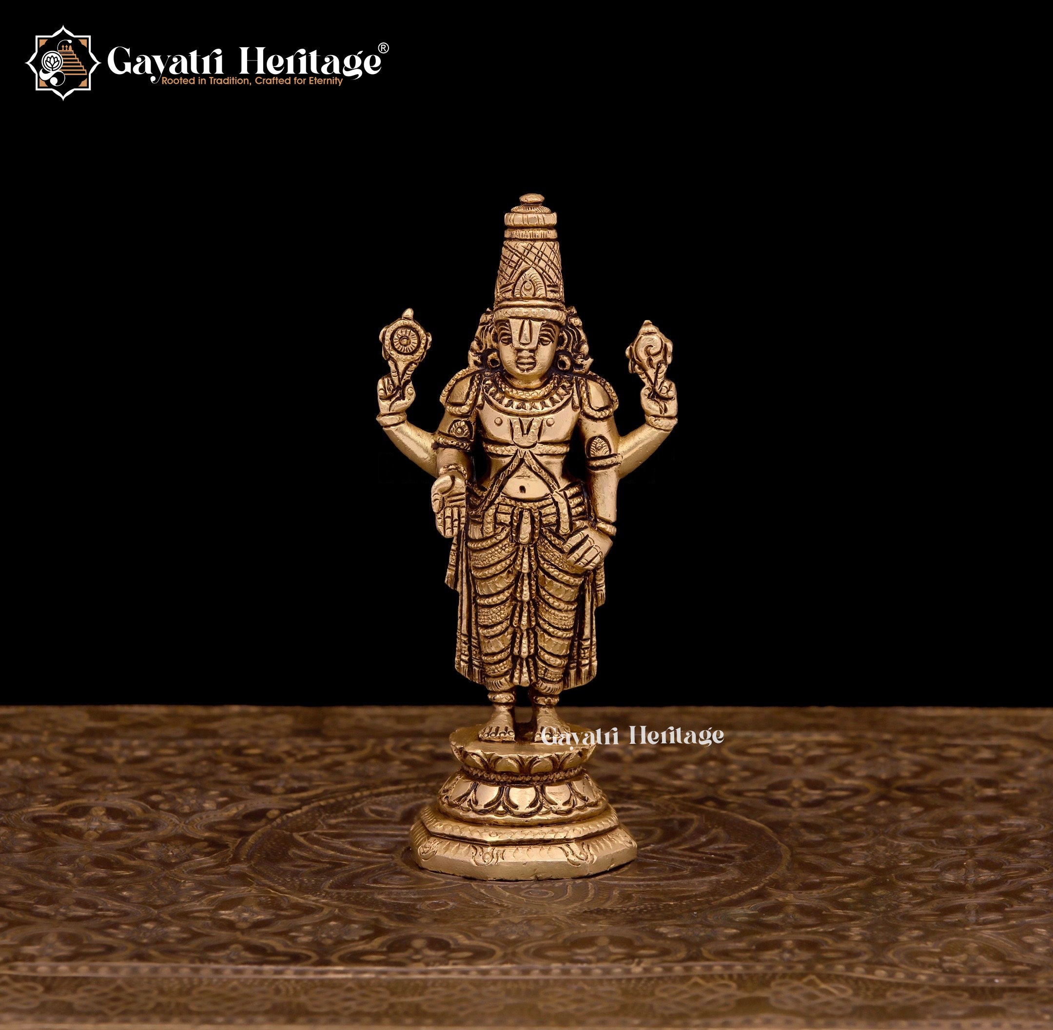 Brass Tirupati Balaji Statue/ Venkateshwara Idol – Sacred Elegance | Gayatri Heritage