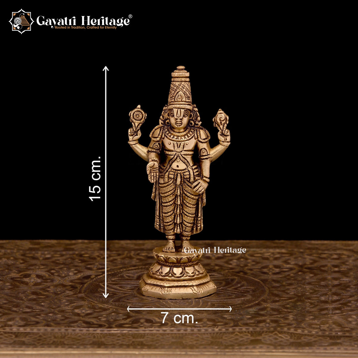 Brass Tirupati Balaji Statue/ Venkateshwara Idol – Sacred Elegance | Gayatri Heritage