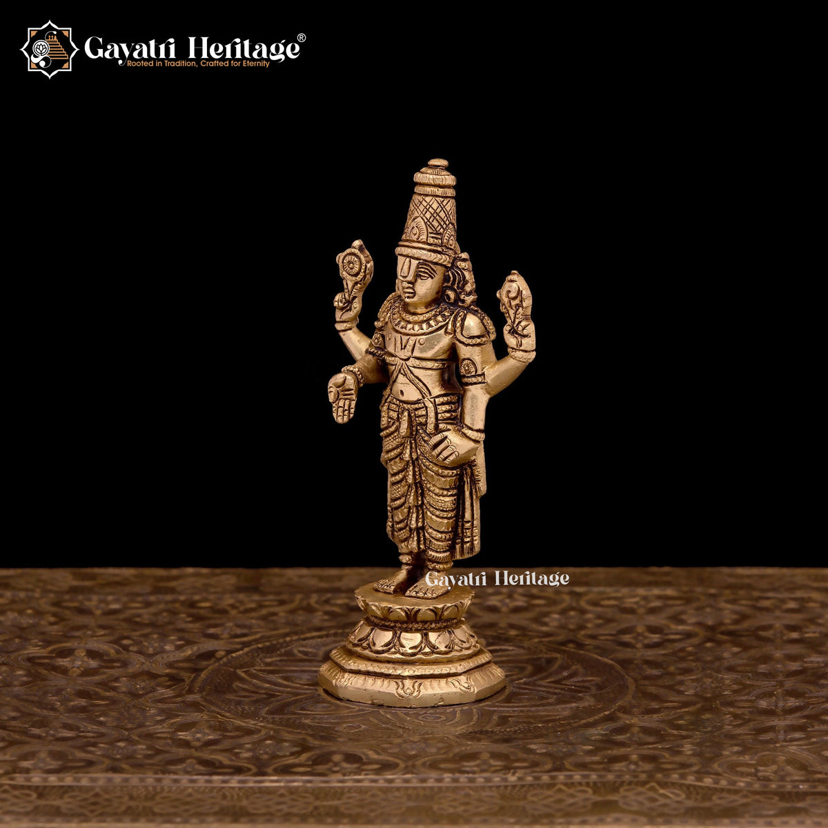 Brass Tirupati Balaji Statue/ Venkateshwara Idol – Sacred Elegance | Gayatri Heritage