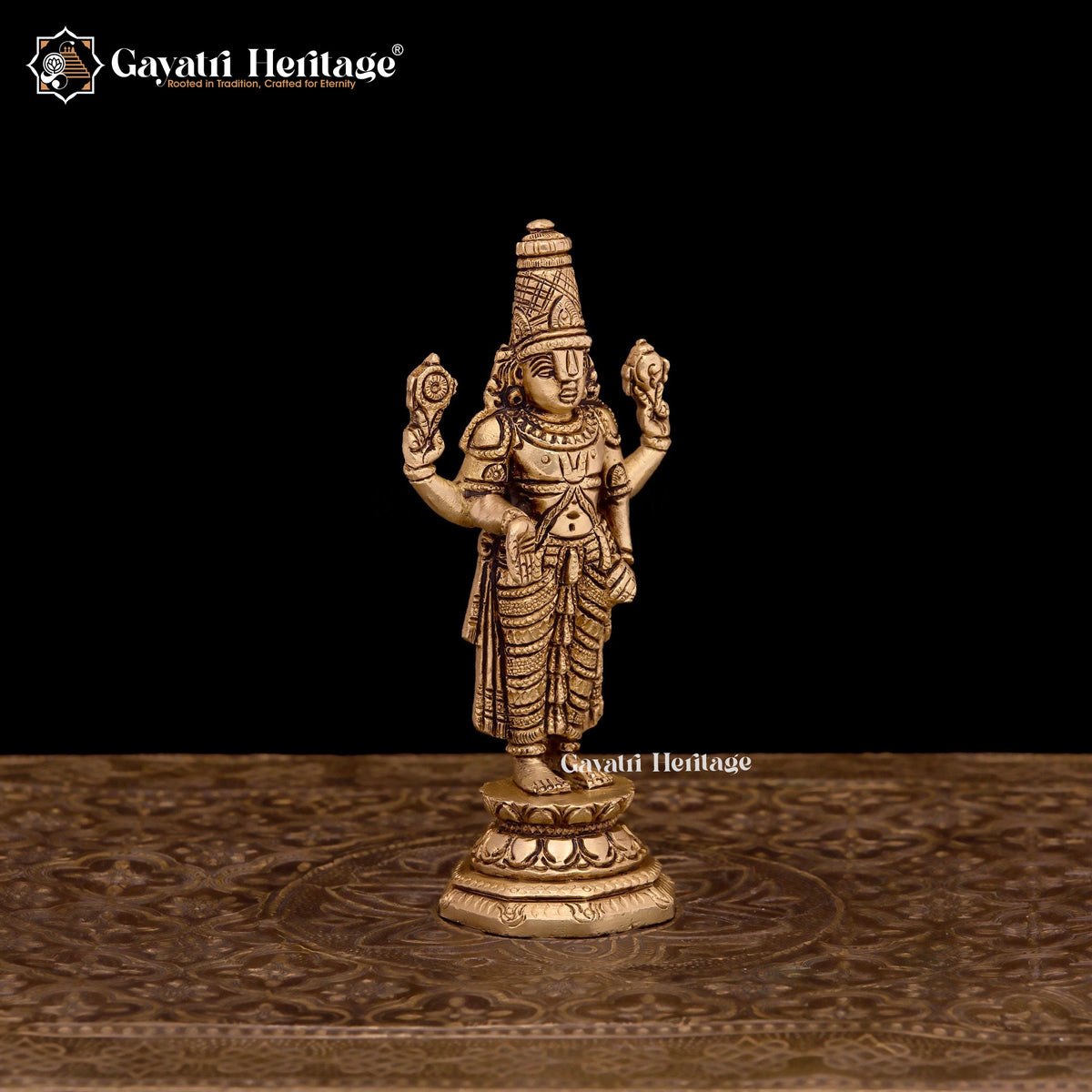 Brass Tirupati Balaji Statue/ Venkateshwara Idol – Sacred Elegance | Gayatri Heritage