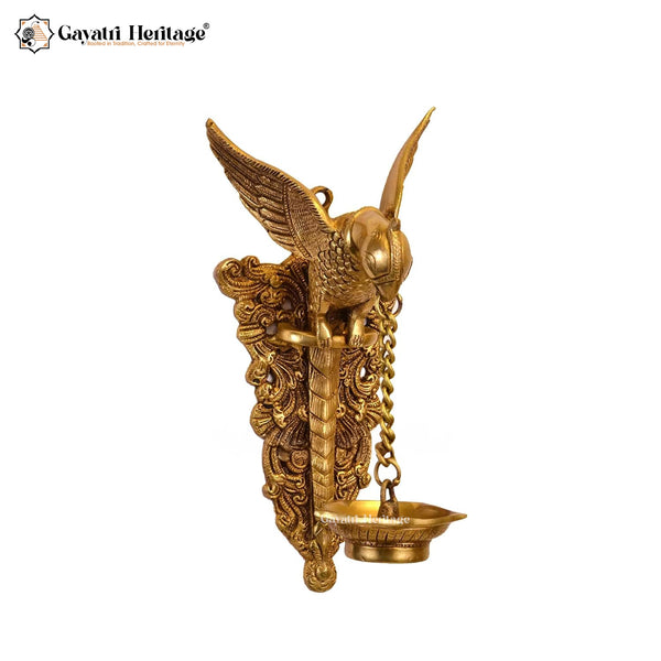 Brass Parrot Design Wall Decor Diya – Elegant Lighting with Artistic Charm | Gayatri Heritage