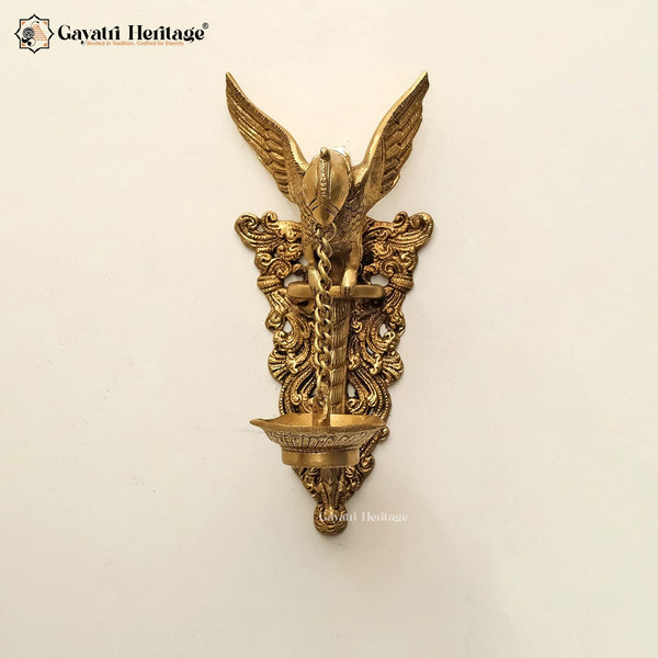 Brass Parrot Design Wall Decor Diya – Elegant Lighting with Artistic Charm | Gayatri Heritage