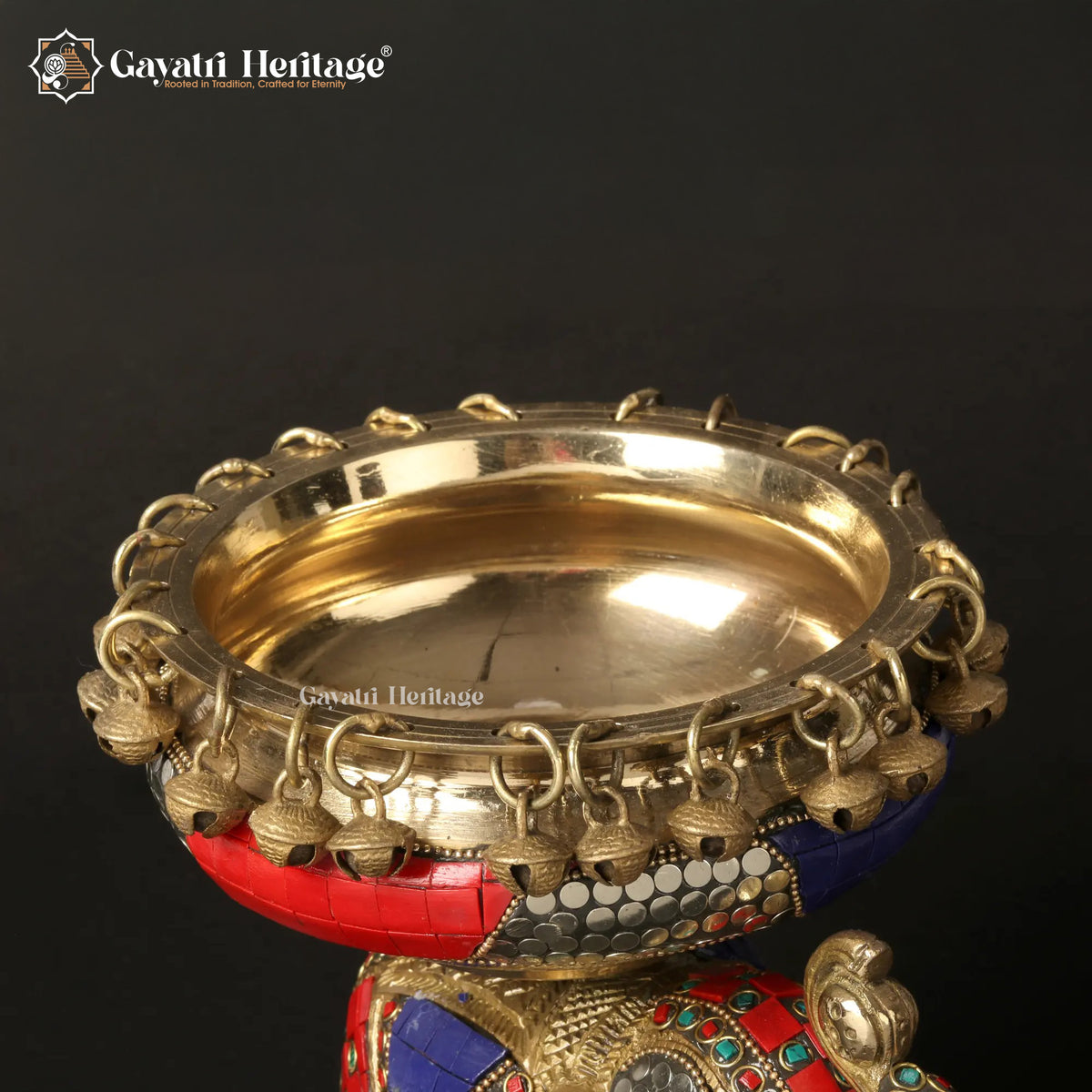 Brass Elephant with Urli in Stone Work – Royal Decor | Gayatri Heritage