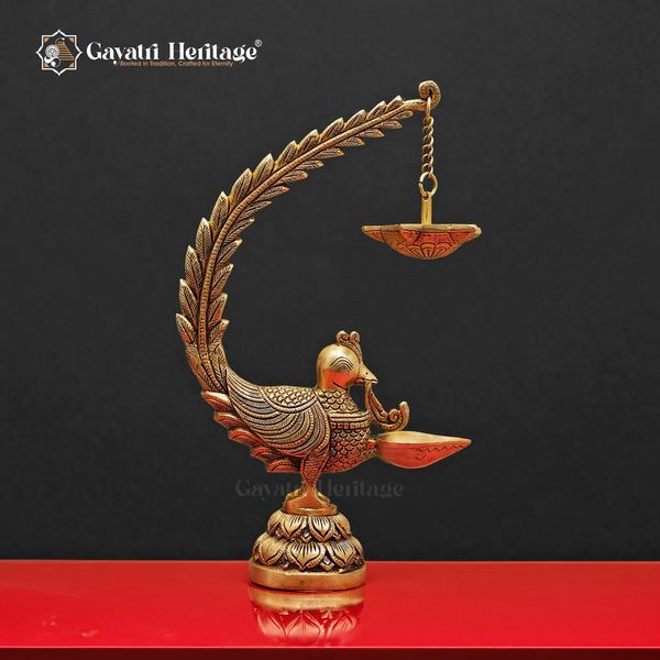 Brass Peacock Diya – Graceful Illumination for Every Occasion | Gayatri Heritage