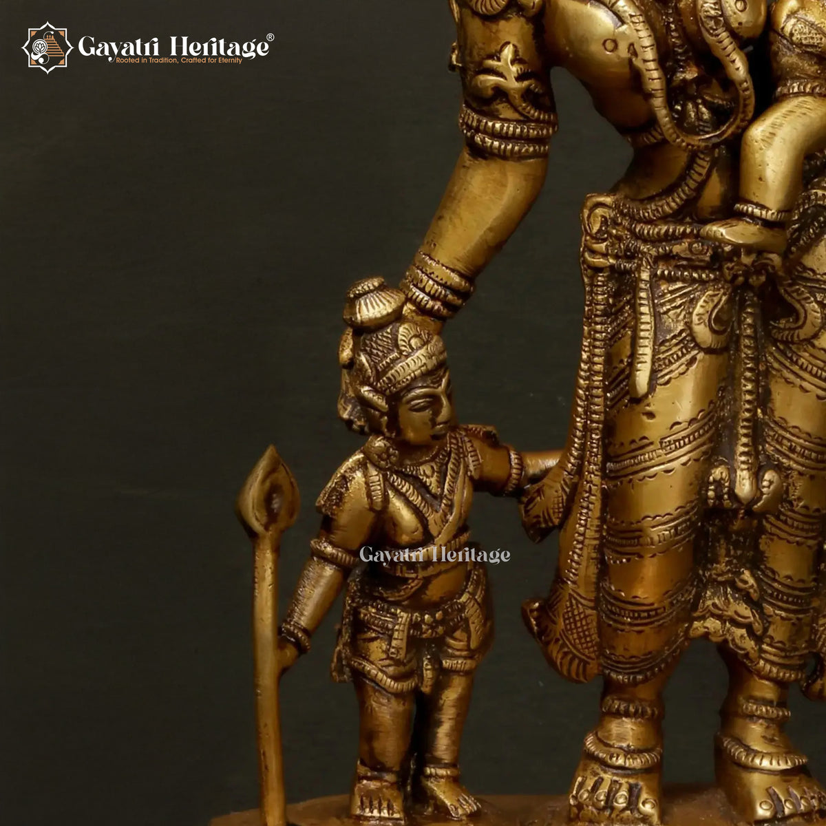 Brass Mata Parvati with Murugan & Vinayagar Idol – Divine Trio for Worship | Gayatri Heritage