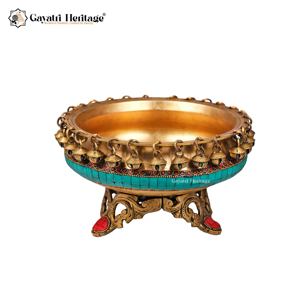 Brass Ghungroo Urli with Stonework – Elegant Décor | Gayatri Heritage