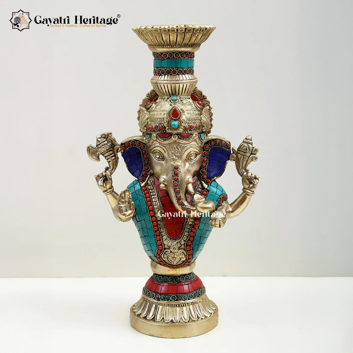Brass Ganesha Candle Stand – Divine Lighting Decor | Gayatri Heritage